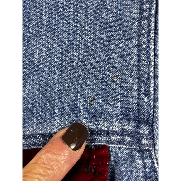 Vintage 80s Denim Maxi Dress S Velvet Trim Western Prairie Boho Cottagecore - Picture 6 of 9